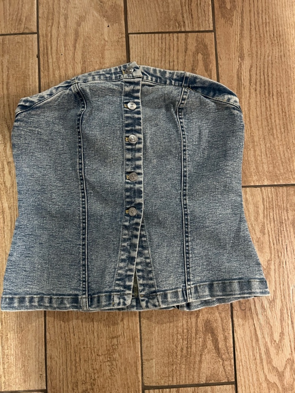 Divided Light Blue Denim Strapless Bustier